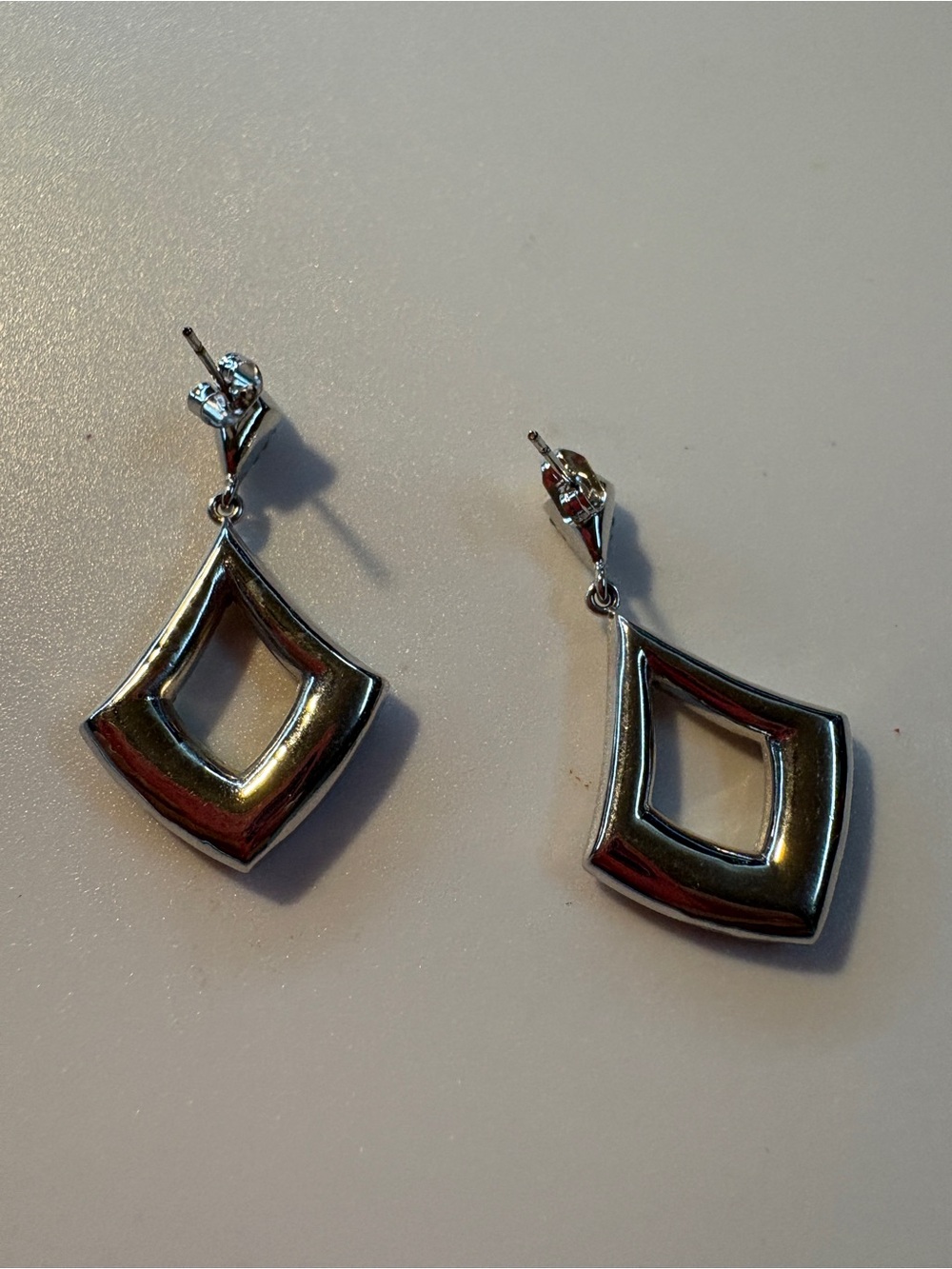 Silver Tone BlueCrystal Drop Earrings - Picture 2 of 2